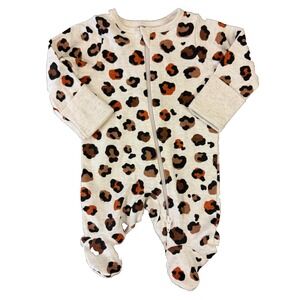 Baby Girl Preemie Sleeper Outfit Footie Reborn Brown Leopard Cheetah Print 2